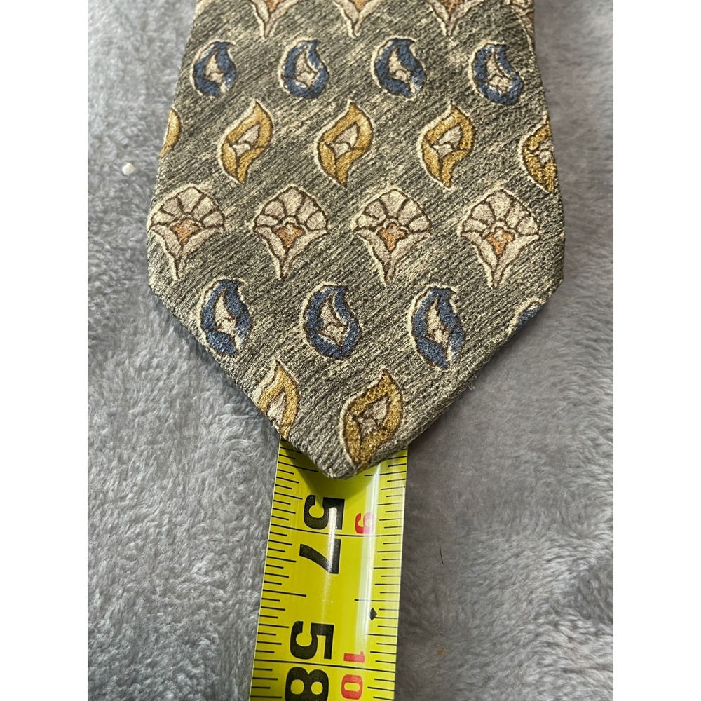 Joseph Abboud Men's Olive Green‎ Silk Necktie - Floral Paisley Design - Picture 7 of 7